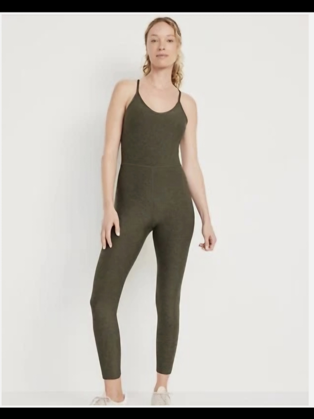 Old Navy Cloud +, Power Chill 7/8 Cami Bodysuit Olive Green Size M